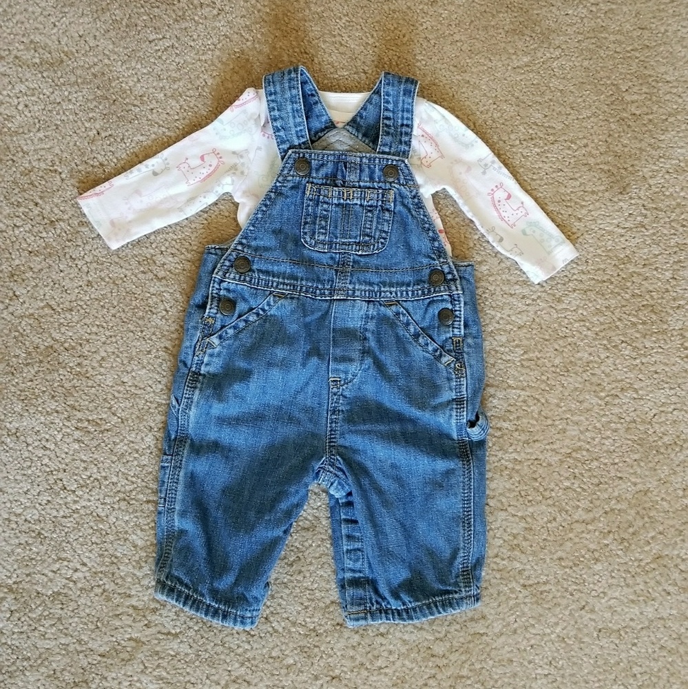 Super cute overalls and long sleeve
